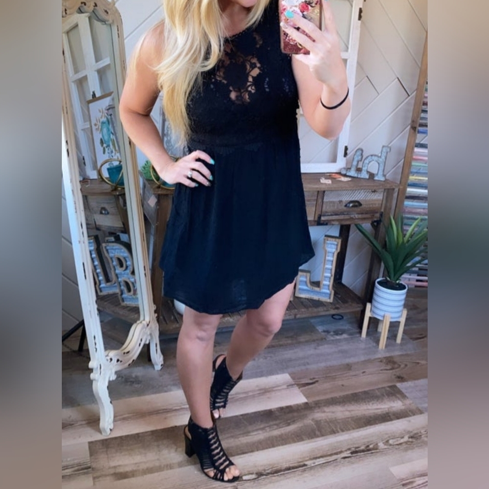 Lace detail little black dress